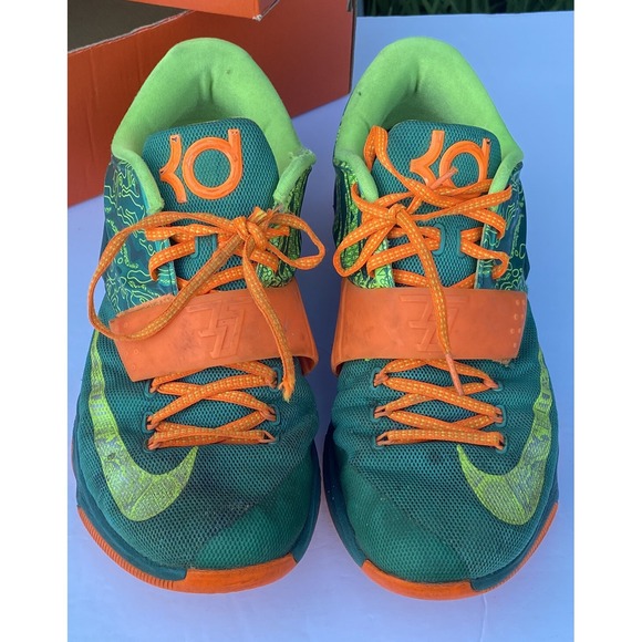NIKE 653996-303 KD VII 7‎ WEATHERMAN EMERALD GREEN ORANGE Size 11.5
